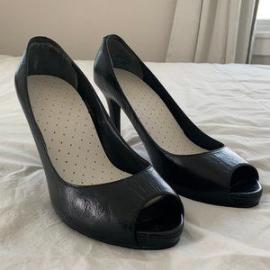 Aldo black leather peep-toe pumps 3.5-inch heels | Size EU 39 US 8.5